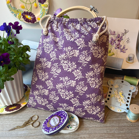 Linen «Tendres Violettes» Drawstring pouch