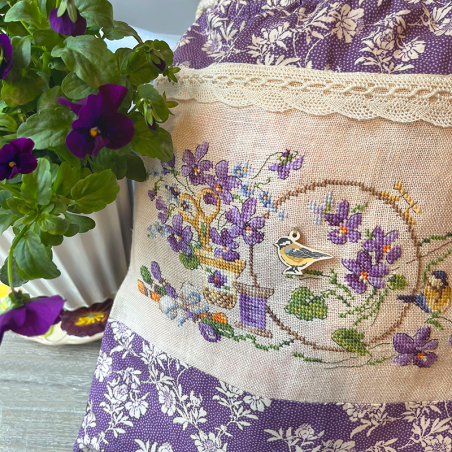 Linen «Tendres Violettes» Drawstring pouch