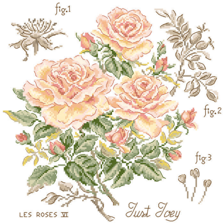 Linen rose study «Just Joey» (maxi-pattern)